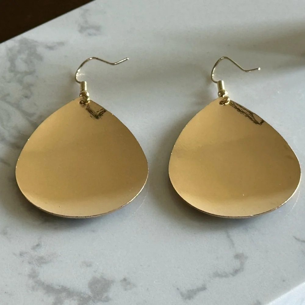 Metallic Teardrop Earrings Gold Multicolor - Picture 3 of 5